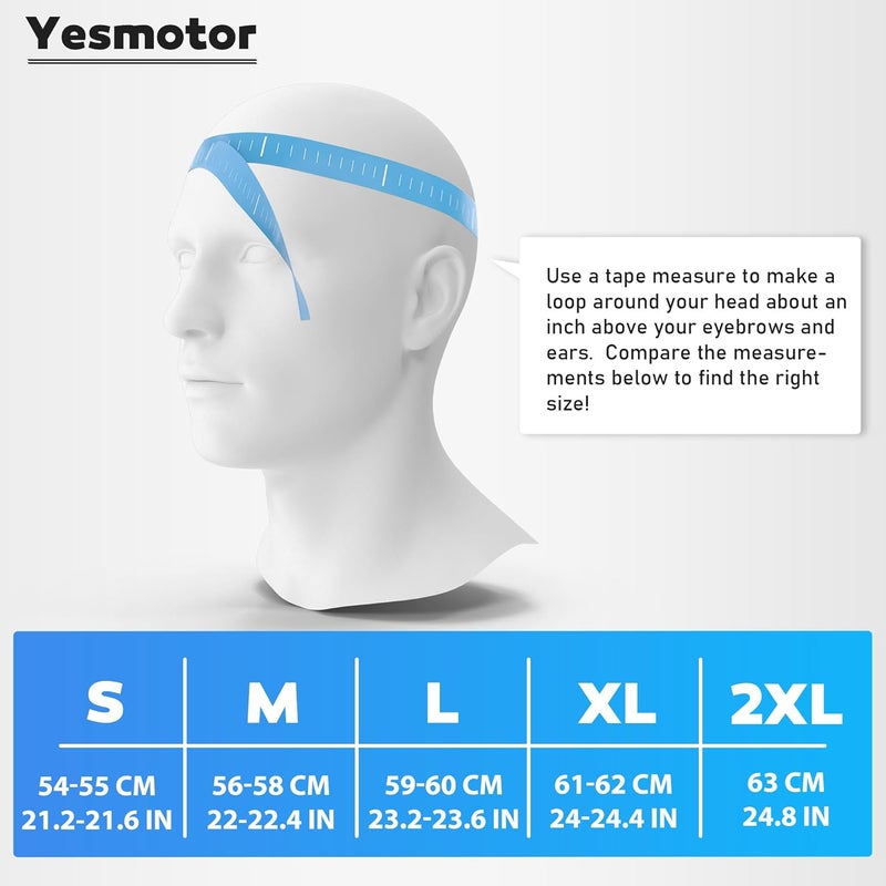 Yesmotor خوذة دراجة نارية نصفية على طراز هوك خوذات مدمجة وخفيفة الوزن مفتوحة الوجه لدراجة نارية شارع دراجة نارية كروزر موبيد - معتمدة من DOT (أسود غير لامع، L) - Image 3